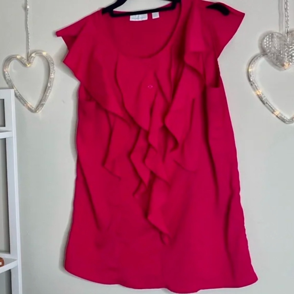 New York & Company Pink Ruffle Tank Top